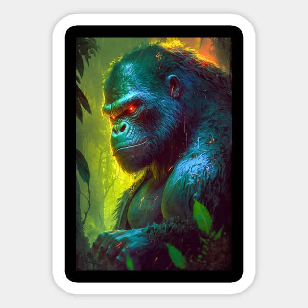 Gorilla Ape Animal Portrait Painting Wildlife Outdoors Adventure Sticker by Cubebox